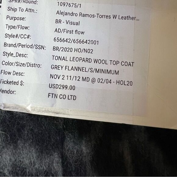 NWT Banana Republic Coat Wool Cotton Grey Animal Print Size S - Picture 8 of 9